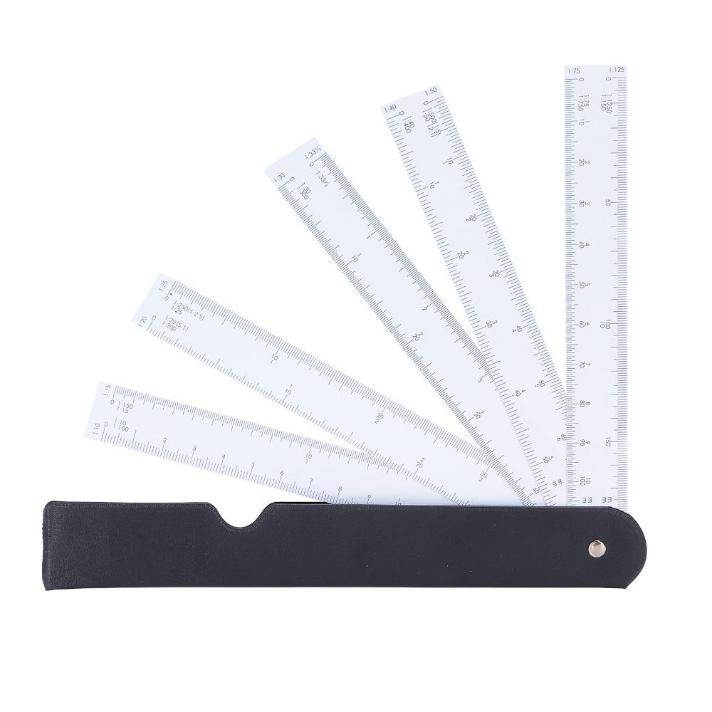 Multi Ratio Scale Ruler Foldable Design Scale Tools Durable Fan Shaped Ruler Clothing Design