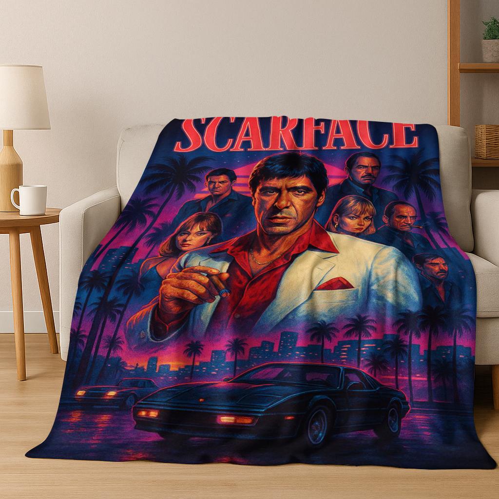 Classic Scarface Tony Montana Movie Art Flannel Blanket,Cozy Soft Throw Blanket for Home Bedroom Bed Sofa Picnic Cover Gift
