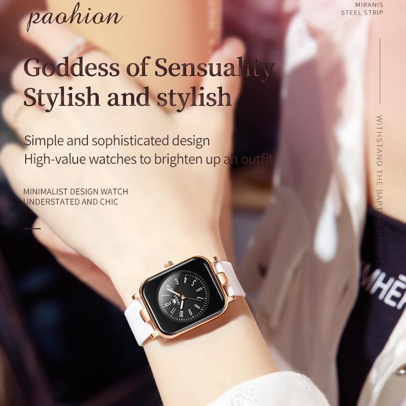 OLEVS Брендовые часы Квадратные кварцевые часы из силикагеля Нишевые модные водонепроницаемые женские часы Женские часы