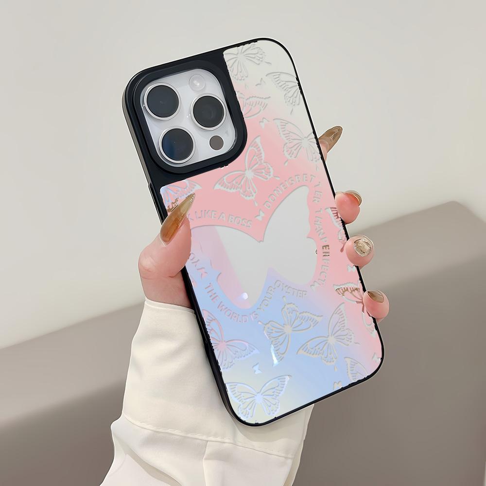 Mirror Phone Case for iPhone 15 11 13 14 for 15 16 Pro Max 12 13 16 Pro Cloud Flower and Animal Cute Style Phone Case