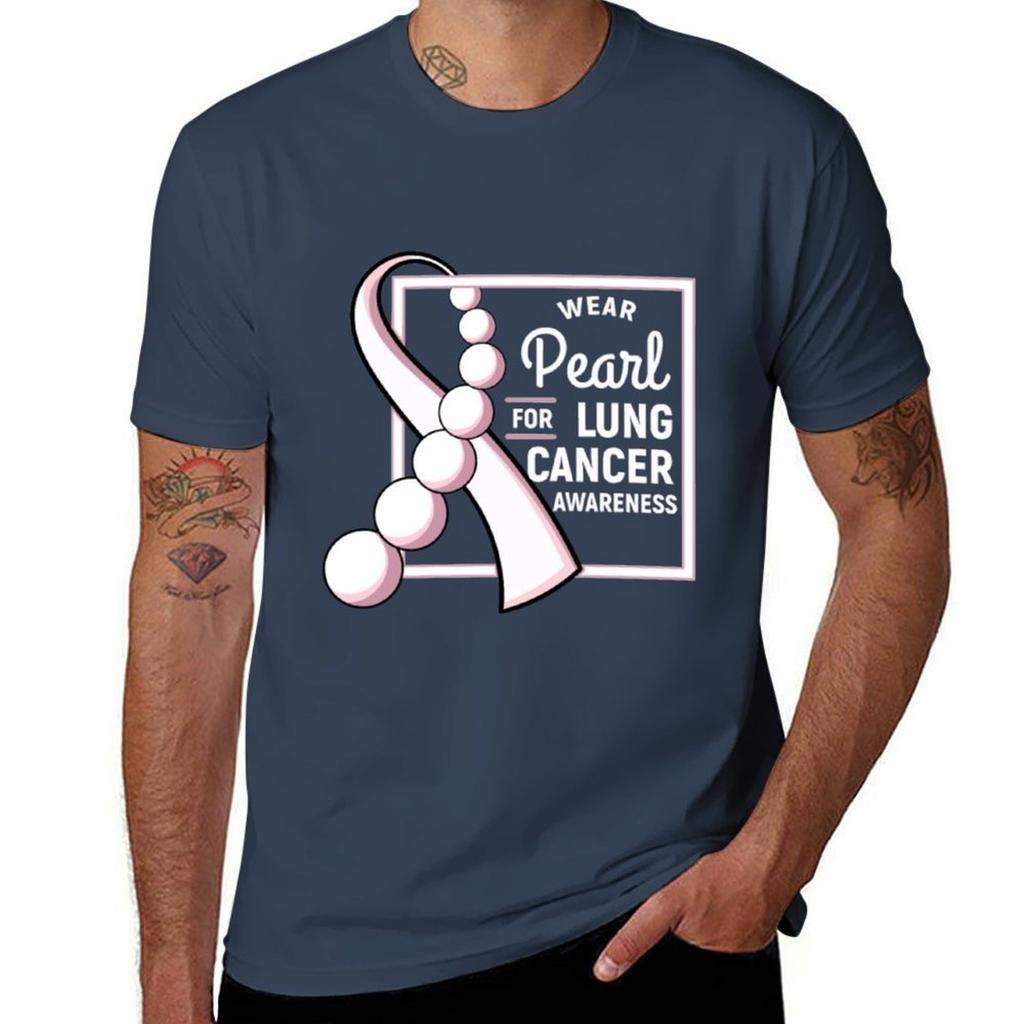 Wear Pearl For Lung Cancer Awareness Tshirt Novelty Graphic Tee Shirt