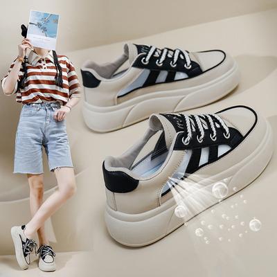 Новые летние корейские дышащие белые туфли, женские туфли для отдыха на толстой подошве, универсальные туфли на платформе Sh618