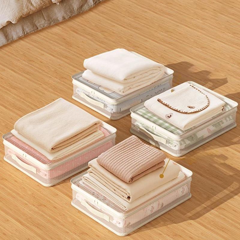 Набор из четырех сумок для хранения домашнего постельного белья и пододеяльников, очень толстые, защищенные от плесени и пыли....