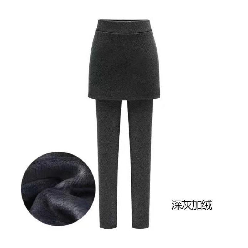 2024 новая осенне-зимняя корейская версия fat MM увеличенные леггинсы юбка fat sister поддельные двухсекционные кюлоты утолщенные и бархатные, чтобы выглядеть тонкими