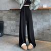 Брюки из клейкого риса с высокой талией, вязаные широкие брюки для женщин на осень и зиму, ниспадающие высококачественные брюки, текстурные тонкие вязаные брюки, брюки в пол