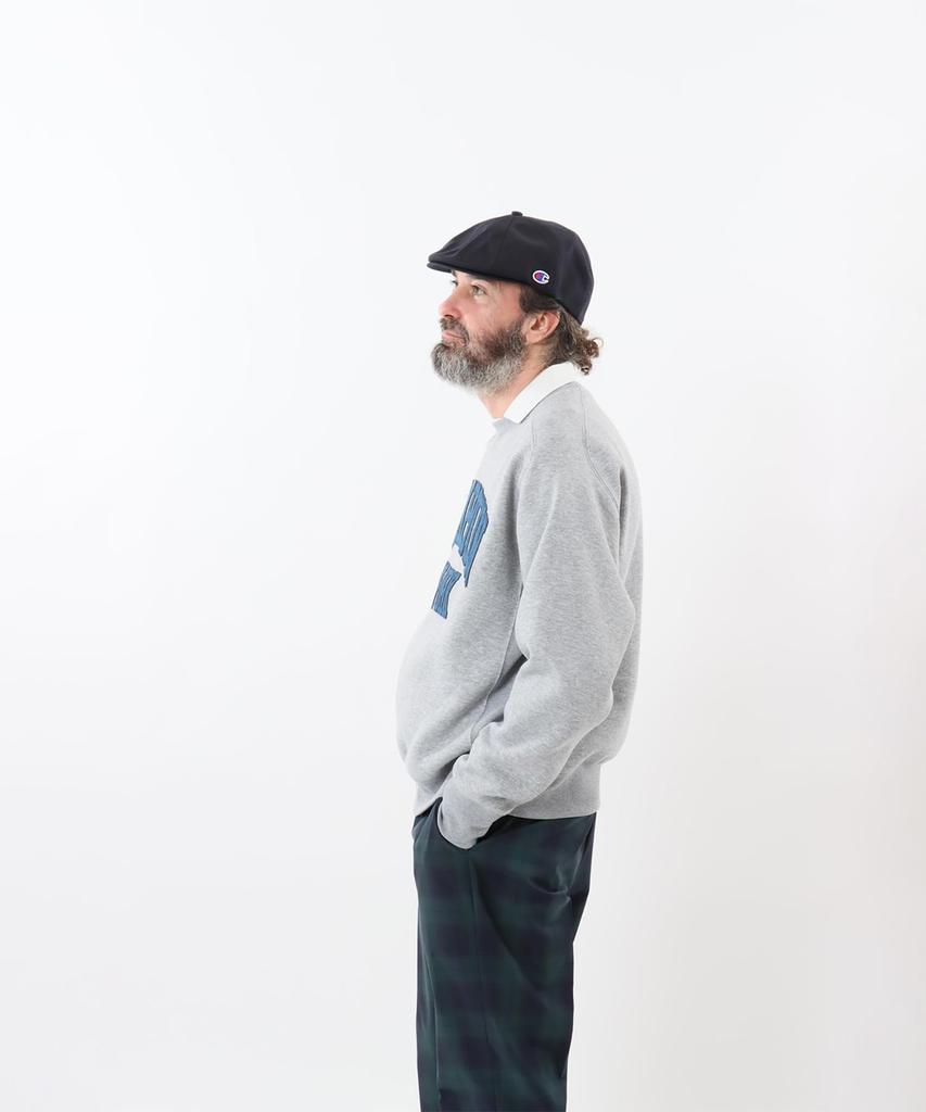 Long Round Antibacterial and Heat Graphic Logo TECH TERRY Crew Neck Oxford L [Champion] Sweatshirt, Sleeve, Neck, Deodorizing, Stretch, Retention,