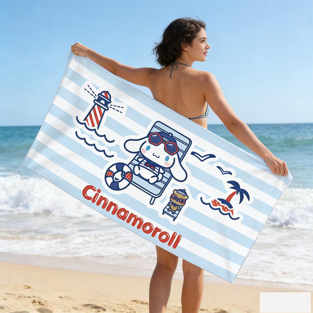Absorbent Towel, Soft Bath Towel, Household Bath Towel, Cinnamoroll (Big Ear Dog) Sanrio Quick-Dry Beach Towel