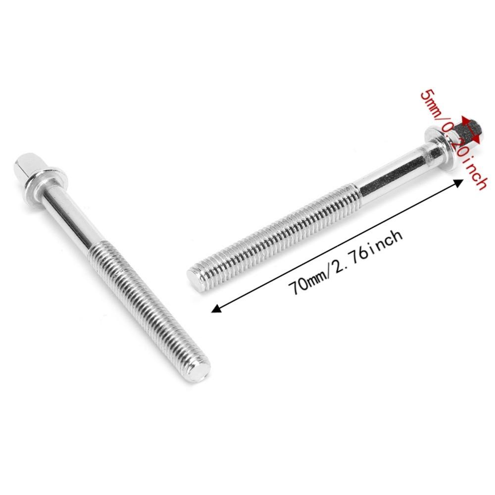 6PCS 70mm Length Drum Tension Rods Silver Percussion Replacement Screws For Jazz Drum Kit