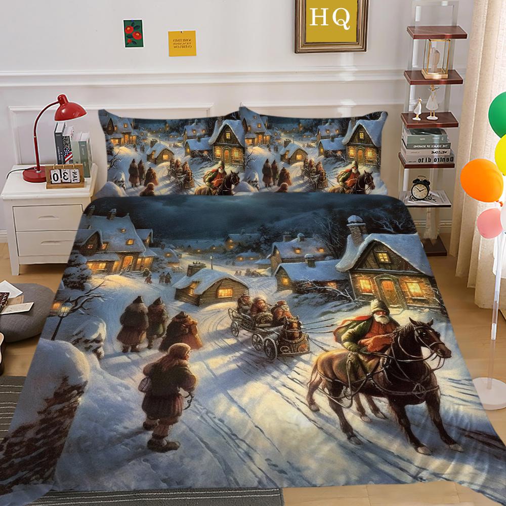 Christmas New Style Printed Full Size Bed Clothes Microfiber Highend Duvet Cover Children Bedroom Decor