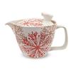 J-kitchens Small Hasami Ware Teapot, Made In Japan, 240ml, for 1-2 People, with Tea Strainer, Flower and Core Pattern, Red173940