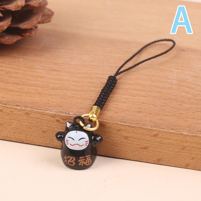 Cartoon Bell Japanese Lucky Cat Cartoon Bell Lucky Copper Bell Mobile Phone Pendant Key Chain Girls Bag Accessory