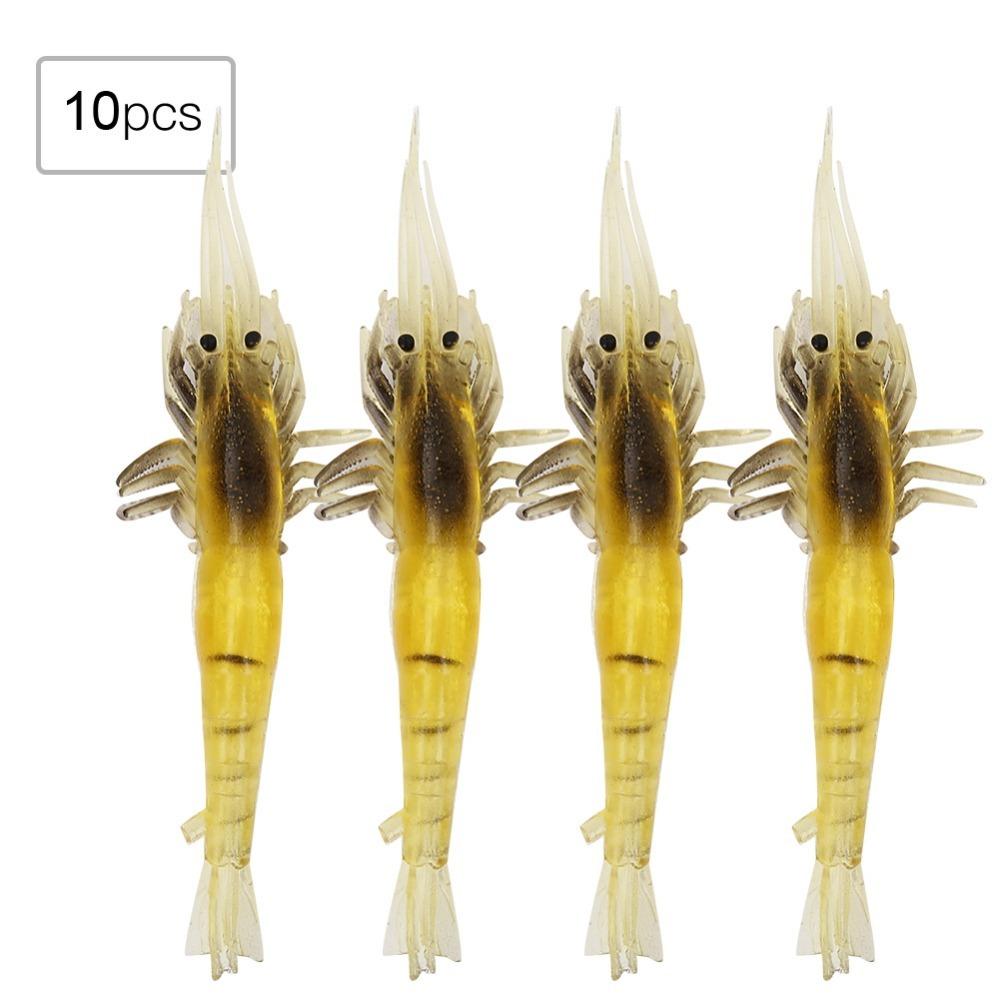 10PCS PVC Shrimp Lures Soft Fishing Lures Durable Shrimp Baits Bass Fishing