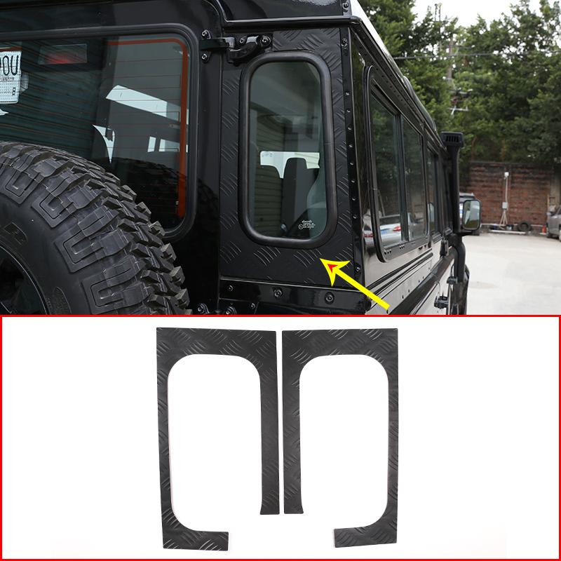 2 шт., черная защитная пластина для стекла задней двери из алюминиевого сплава автомобиля, боковое окно для Land Rover Defender 2004-2018, экстерьер