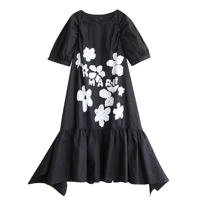 Xitao Платье с цветочным принтом и оборками ZY8940