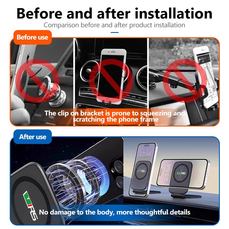 drhau4 For Skoda Car Emblem Dashboard Phone Holder Mount Auto Universal Telephone Stand Kamiq Karoq Octavia 2 3 Rapid Scala Kami Fabia