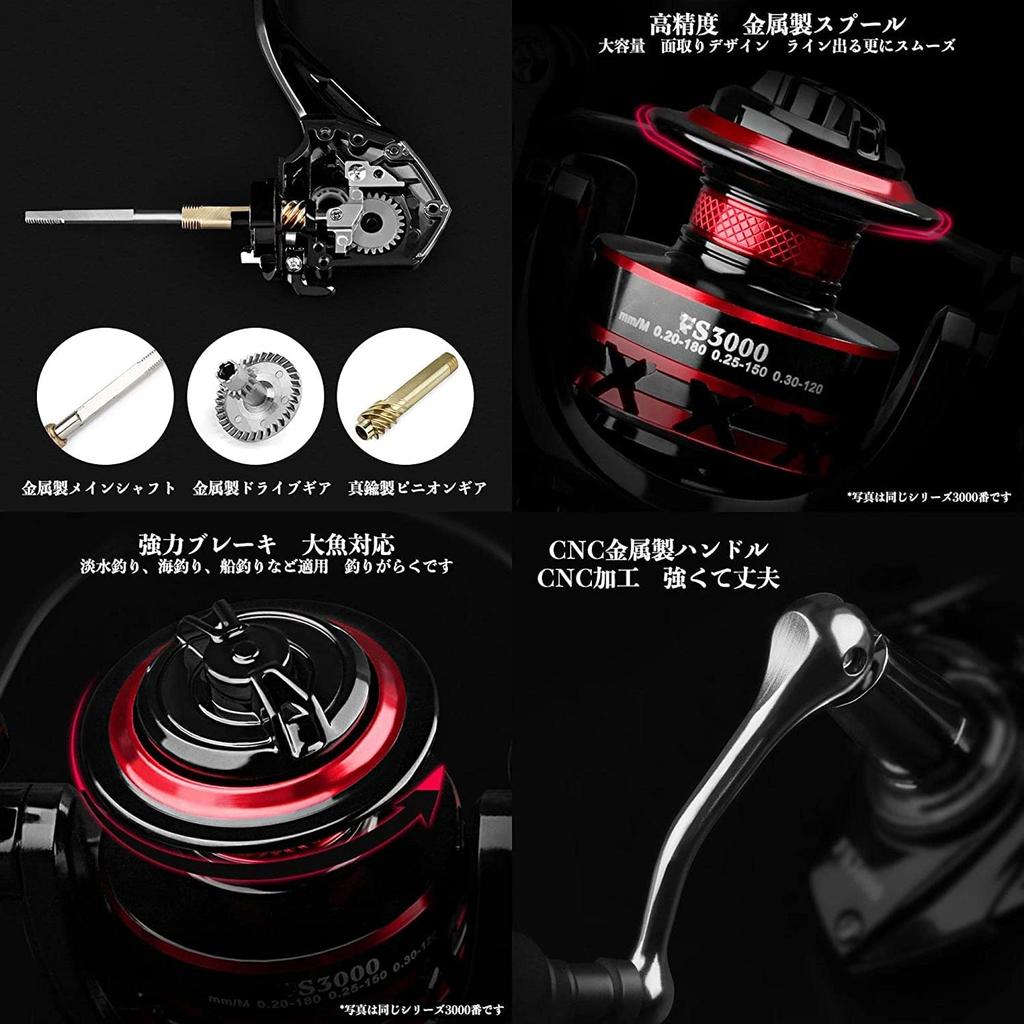 VISPREA Spinning Reel Fishing Reel 2000 3000 4000 5000 6000 7000 Lightweight Freshwater Fishing Sea Fishing Gear Ratio Maximum Drag Force Handle Left