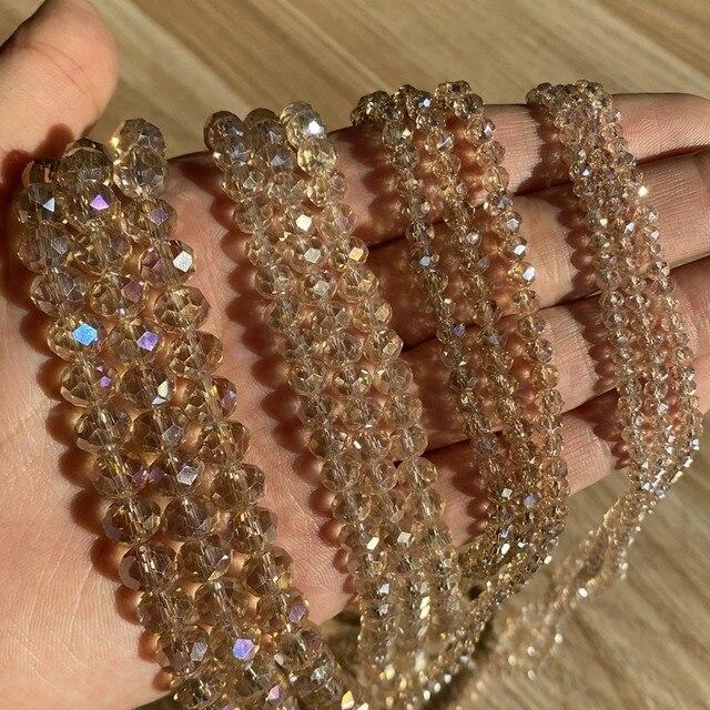 3/4/6/8 мм граненые круглые австрийские хрустальные бусины, блестящие стеклянные бусины-распорки Rondelle для рукоделия, изготовления ювелирных изделий, сделай сам, браслет 15 ''