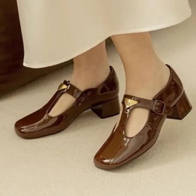 Туфли Женские Ремешок с Пряжкой Женские Высокие Каблуки Мода Металлическая Отделка Офис и Карьера Новинка Бестселлер Каблуки Женские