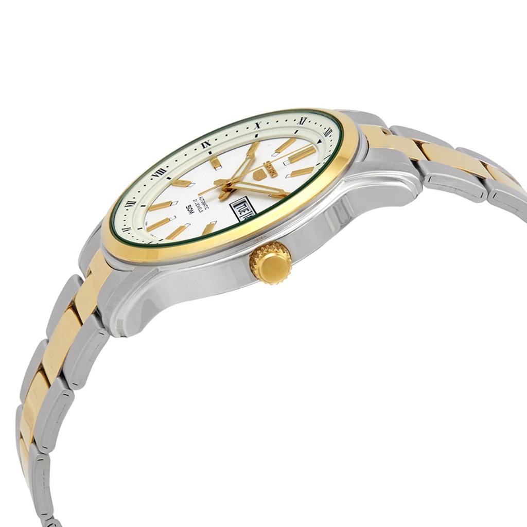 Seiko Автоматический Механический Механизм Нержавеющая Сталь Ремешок Часы Мужские Часы Белый Циферблат SNKP14K1