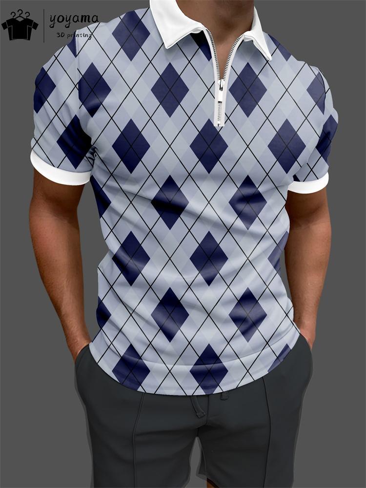 Простой узор с принтом Классическая мода Мужская одежда Мужская футболка с коротким рукавом Полосатый принт Мужские рубашки поло Уличное мужское поло