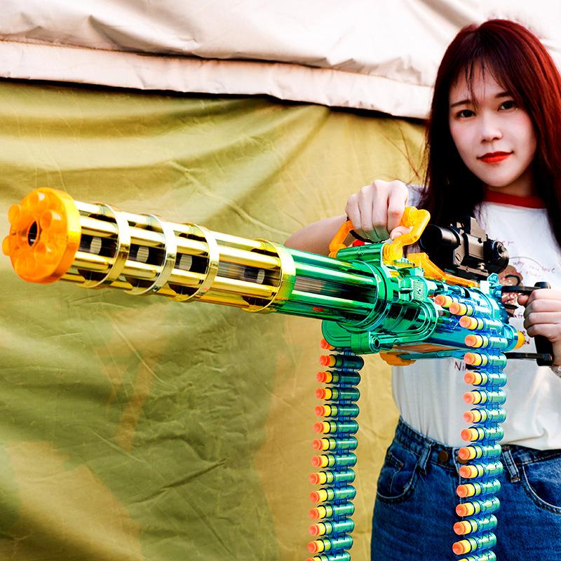 Электрический игрушечный пистолет-пулемет с мягкой пулей Гатлинга, автоматический ручной, 2 режима, пенопластовый дротик, бластер для стрельбы на открытом воздухе, для мальчиков, день рождения