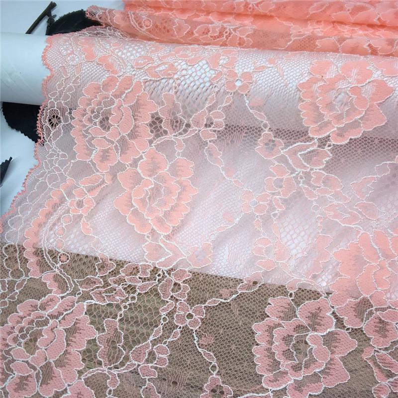 23cm Wide Stretchy Lace, Light Orange Elastic Spandex Lace for Lingerie, Bra, Underwear, Sewing & Crafting