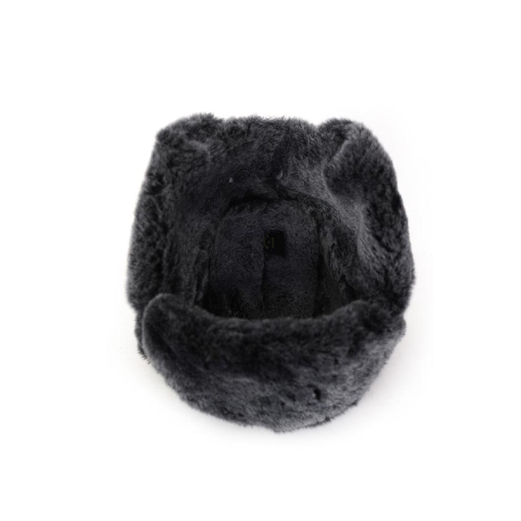 Черная шапка пилота унисекс с кожаным мехом