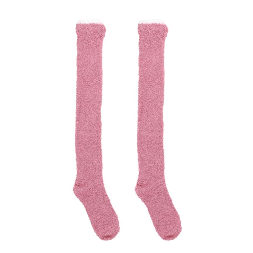1 пара женских теплых плюшевых чулок до бедра, зимние чулки выше колена из кораллового флиса, длинные носки для дома, сна, пола, однотонные