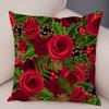 Rose Red Flower Pillowcase Decorative Bird Flower Plant Pillowcase Cushion Sofa Home Car