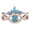 European and American fashion turquoise ring ins Trendy minimalist rose gold couple rings for women