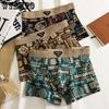 3 шт. Американское ретро мужское нижнее белье Удобное дышащее Модное боксерское белье с принтом Четырехугольное нижнее белье Этнические шорты с плоскими углами Боксеры
