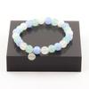 Stones and Minerals. Angelite + Aquamarine + Moonstone 8 Mm Pearl Bracelet. Made In France.