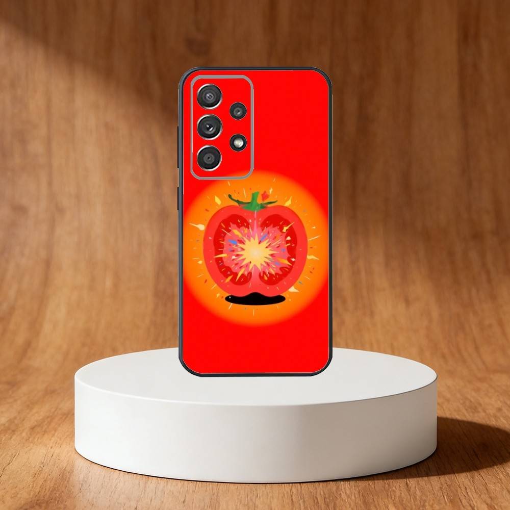Ins cute Tomatoes Phone Case For Samsung S25,S24,S21,S22,S23,S30,Ultra,S20,Plus,Fe,Note,10,9,5G Black Cover