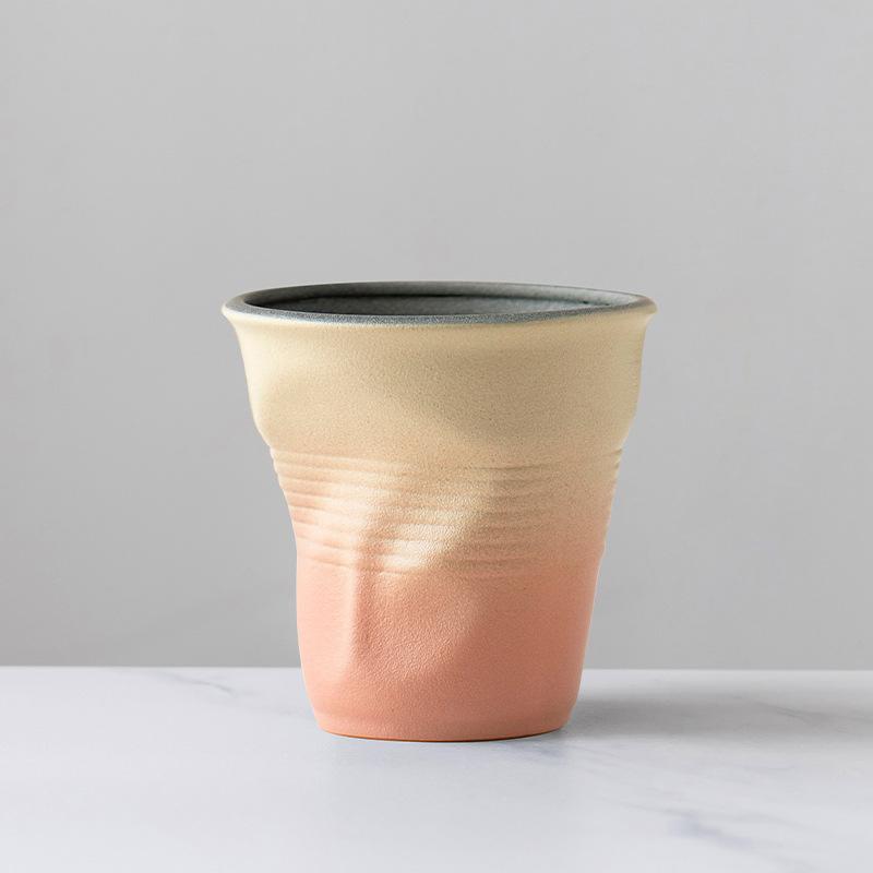 90 мл эспрессо-чашка ретро грубая керамика ручной лепки плиссированная чашка для латте средняя древняя керамическая чайная чашка