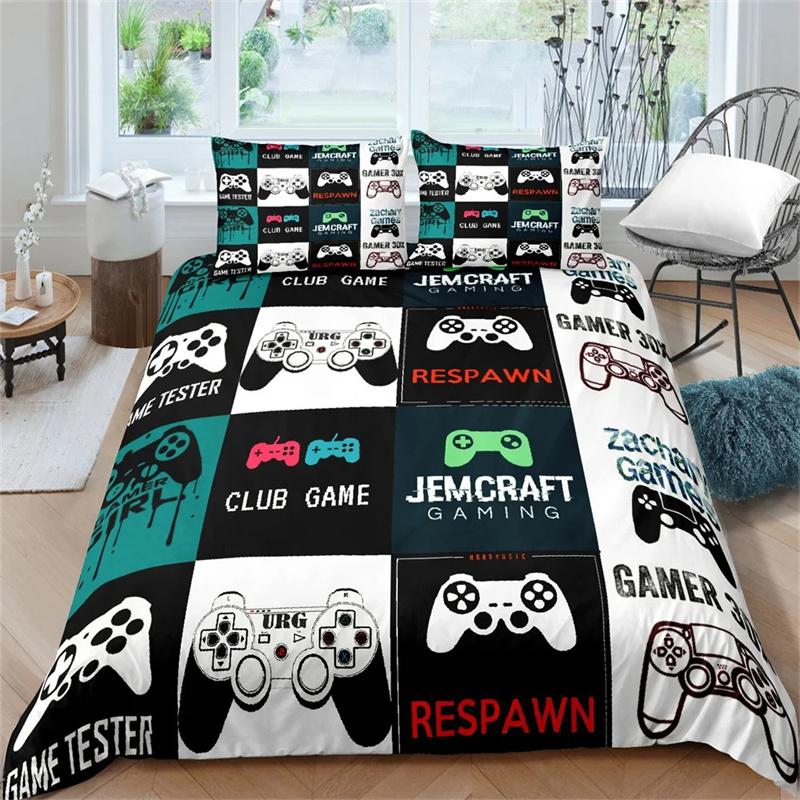 Gamer Bedding Set For Bedroom Soft Modern Gamepad Bedspreads Comefortable Kids Duvet Cover Video Game Quilt Cover And Pillowcase
