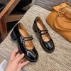 Mary Jane Single Shoes Women's High Heels 2025 New Retro British Style Jk Shoes Black French Thick Heel Small Leather Shoes