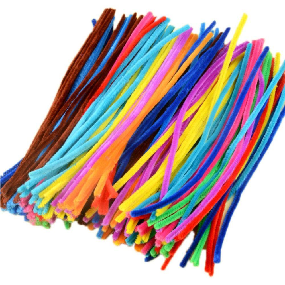 100pcs Plush Tinsel Stem Anvil Wire Craft Pipe Toys Chenille Stems Plush Wired Twist Sticks  Decor