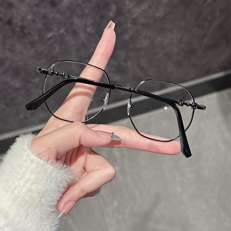 Женские легкие геометрические очки с металлическим ободком, защита от синего света, розовое золото, корейский стиль, минималистичные, для повседневного ношения