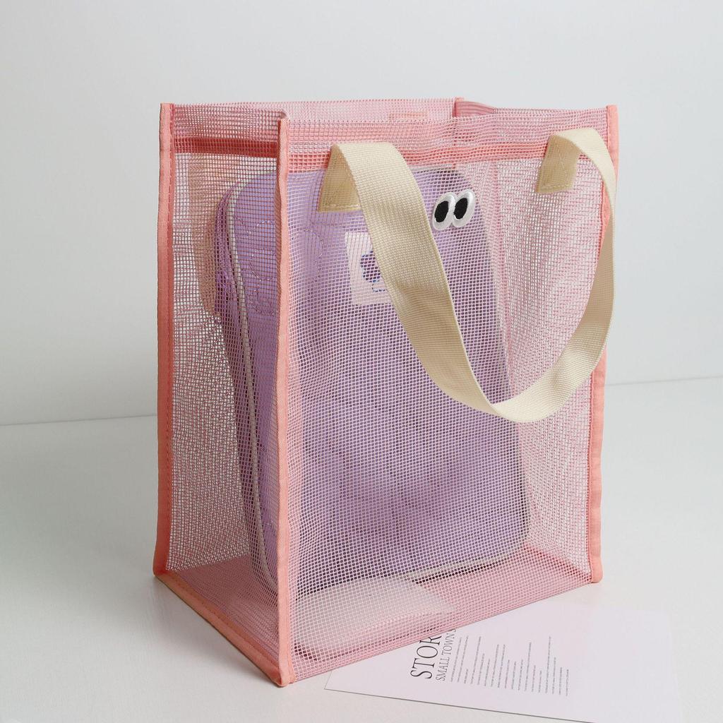 Сетчатая пляжная сумка-тоут - Большая вместимость, Дренажная сумка для хранения купальных принадлежностей и игрушек, Модная сумка