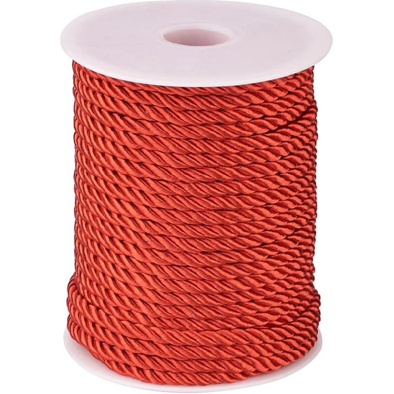 32.8 Yards Black Polyester Twisted Trim Cord Rope 5mm Twisted Decorative Cord Trim Thread String for Upholstery Curtain Tieback Honor Cord Home