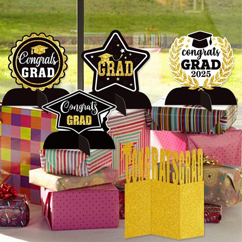 Черно-золотой выпускной настольный орнамент Поздравляю выпускника GRAD Тема Декор Одноклассники