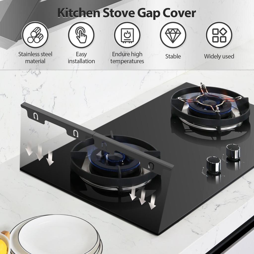 2 Pcs Stainless Steel Stove Gap Guard Reusable Stove Gap Covers Stretchable Stoves Gaps Filler for Household Kitchen Accessories