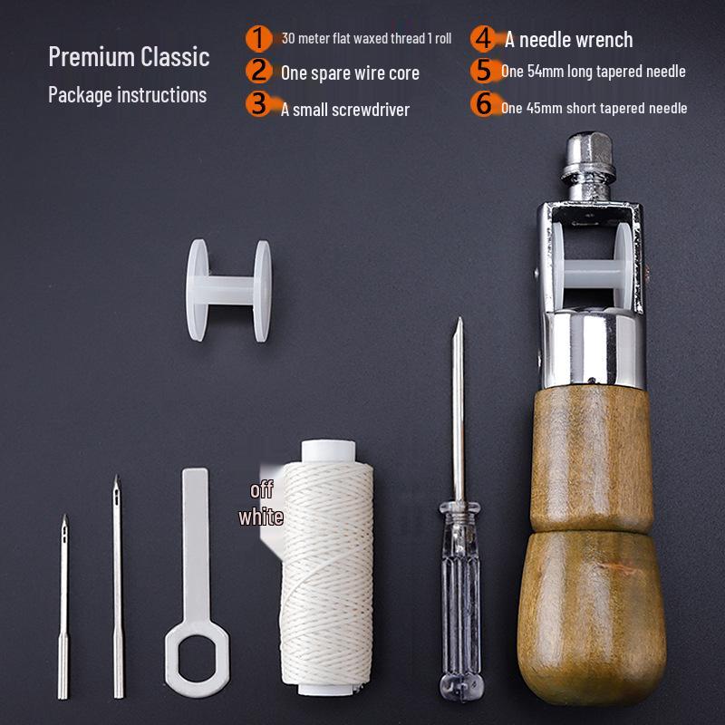 Набор инструментов для ручного шитья кожи с шилом, иглой и наперстком - Модель A