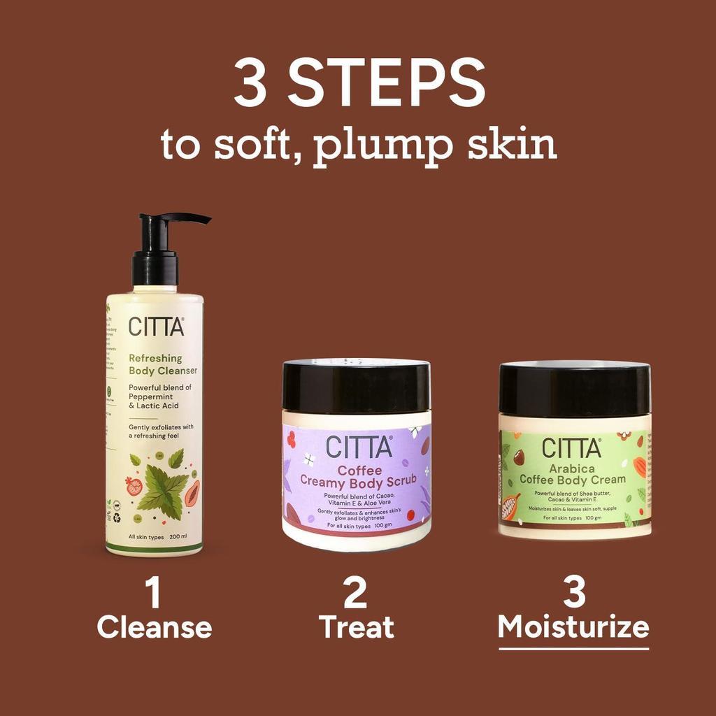 CITTA Крем для тела с кофе арабика для мужчин и женщин | Насыщенное увлажнение и интенсивное питание | Идеальное решение для сухости | 100 г