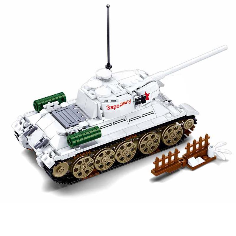 Military Series World War II Soviet T34-85 Medium Tank Building Blocks Bricks Toys Gifts