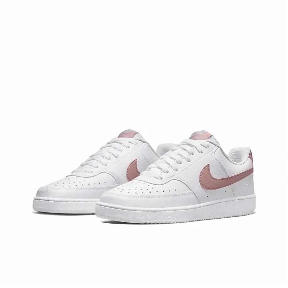 Nike Court Vision Low Модные Универсальные Удобные Низкие Детские Кеды для Скейтбординга Унисекс Кроссовки Бело-Розовые DH8158-102