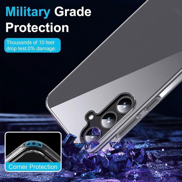Coque pour Samsung Galaxy A37 5G, Silicone Transparent Antichoc Anti-Rayures - 2 Verres Trempés