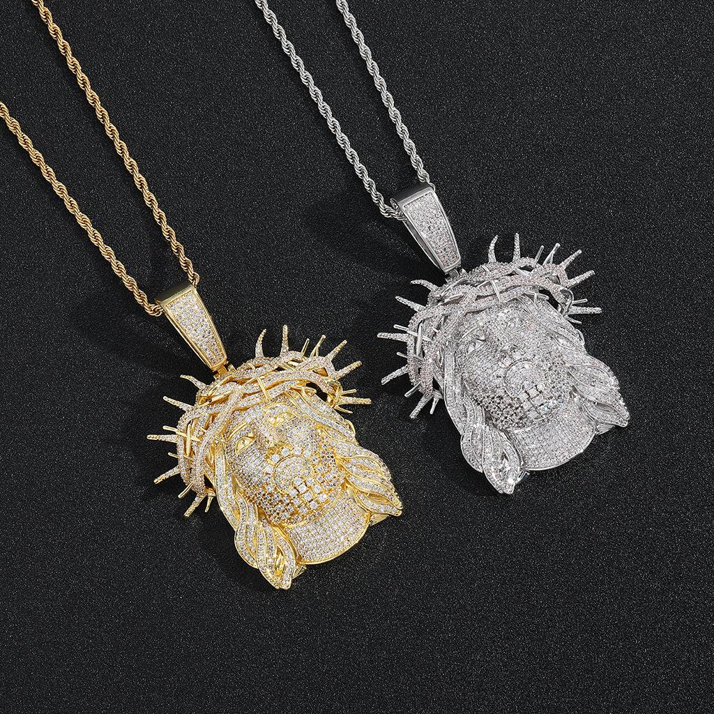 Hip Hop Jewelry Cute Pendant Gold Plated Cubic Zircon Iced Out Ghost Cartoon Pendant Necklace for Men and Women