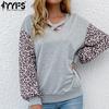 Ayollar Modasi Kundalik Leopard Print Uzun Qo'lli V-bo'yinli Bluzkalar va Ko'ylaklar