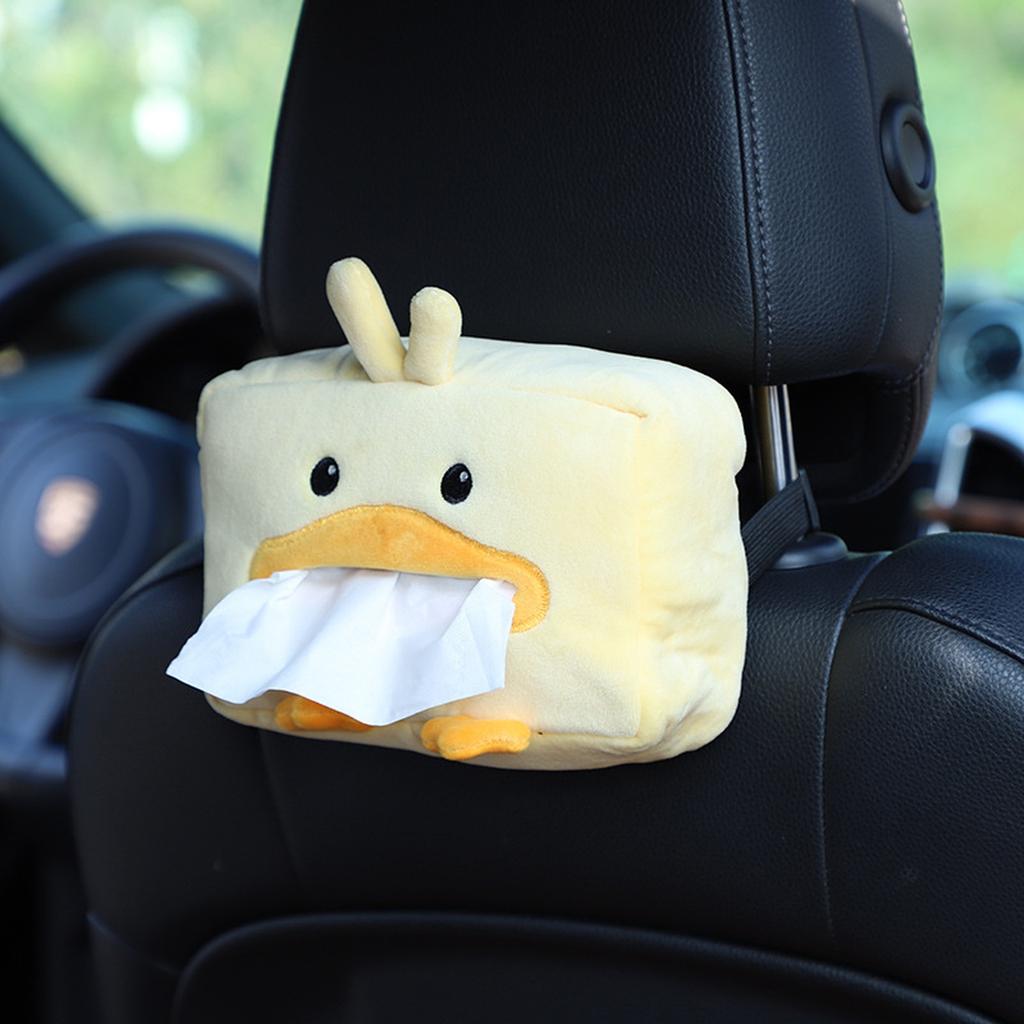 Cartoon Tissue Box Holder Cute Short Plush Tissue Boxes Bracket Auto Armrest Box Car Seat Back Car Decorations Car Tissue Holder